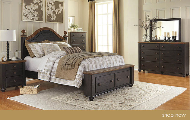 Maxington Two-Tone Queen Storage Poster Bed